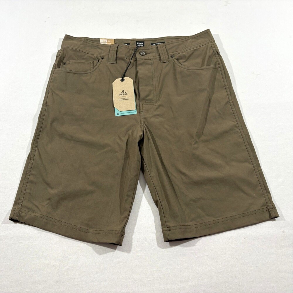 Prana Brion Short II Mens Mudd Brown Casual Everyday 11" Sustainable Sz 33 NWT